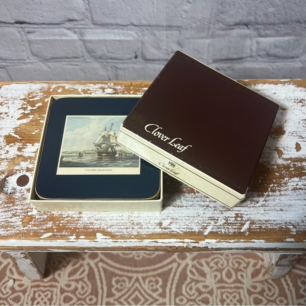 Vintage Clipper Ships coasters by Clover Leaf